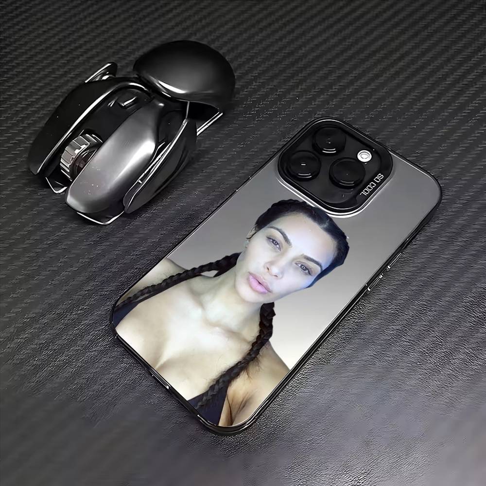 K-Kim K-Kardashian M-Memes Phone Case For iPhone17,16,15,14,13,12,11 Plus,Pro Max Colored Silver Plated Inside Cover