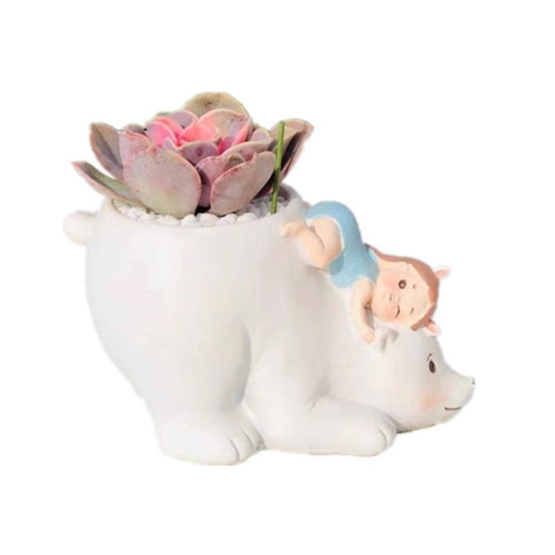 Cute Bear Flower Silicone Mold Concrete Resin Plaster Vase Mould Holder Cement Planter Tools Table Ornament