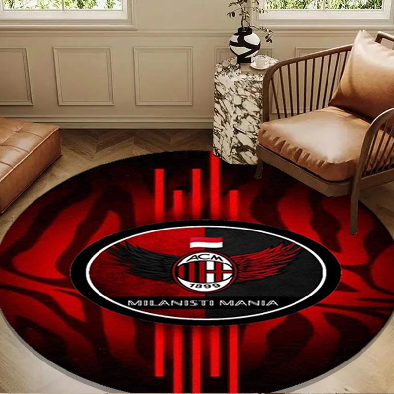 Ac Football Club Round Rug for Livingroom,Bedroom, Palyroom, Chair Rug, Area rug, Circle Carpet, Large Size Fan Christmas gift