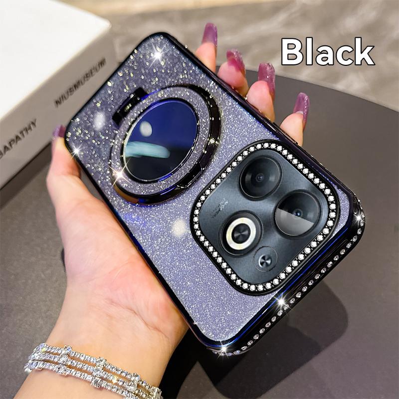 KEYSION Роскошный блестящий магнитный чехол с драгоценностями для телефона TECNO Spark Go 2023 20 20C Pop 8 с подставкой-зеркалом для макияжа, противоударный чехол