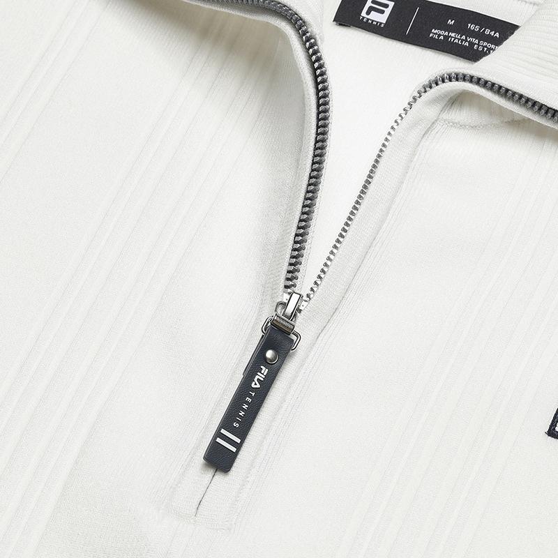Fila Теннисная Мода Классический Минималистичный Спортивный Повседневный Теннисный Стиль Свободный Свитер с Полумолнией Универсальный Вязаный Свитер с Длинным Рукавом Женский свитер A11W613402FWT