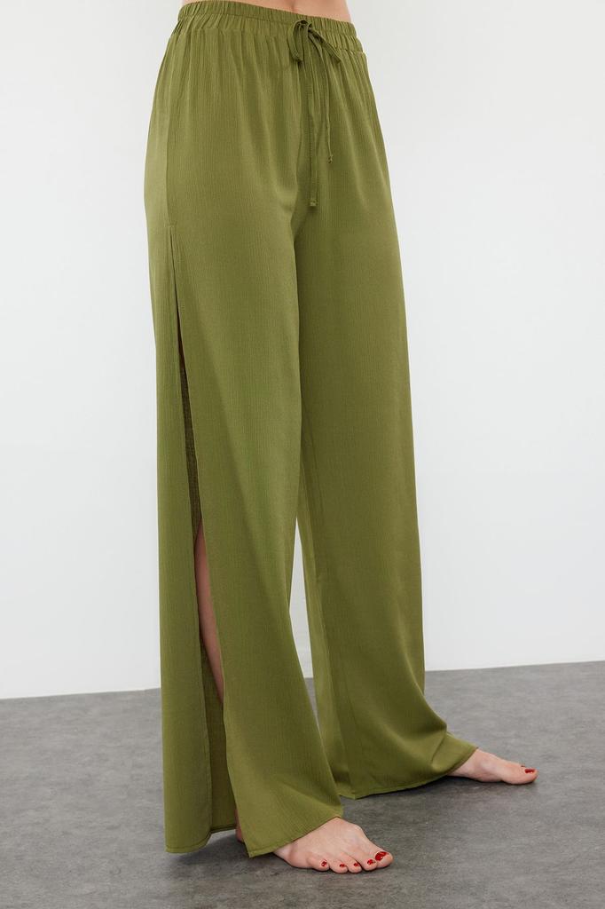 Женские брюки Брюки цвета хаки с ткаными разрезами