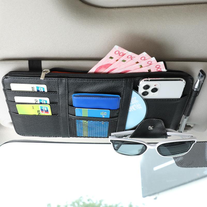 Car Sun Visor Storage Box Bill Pen Card Holder Dvd Organizer With Sunglasses Clip Stowing Tidying Car Accessories