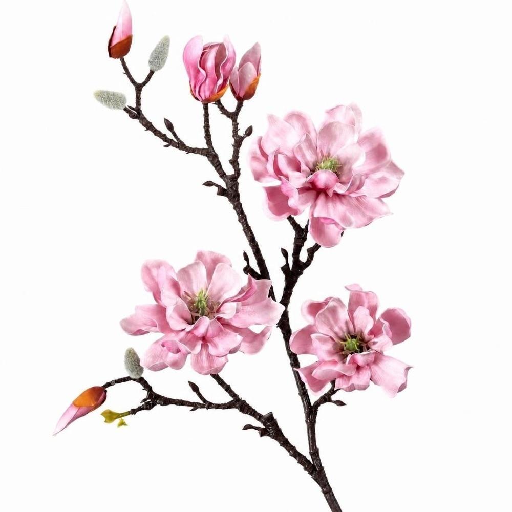 Pink Artificial Magnolia Flowers Branch Real Touch Plastic Fake Flower Living Room Ornaments
