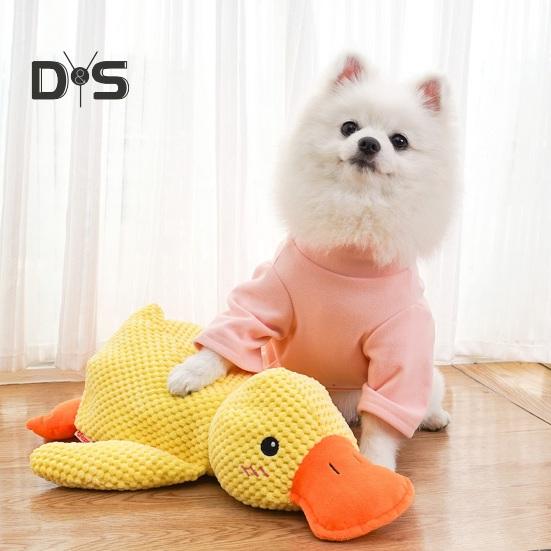 Toy Duck Calming Quackquack Dog Duck Pet Toy Plush Squeaky Duck Toy Interactive Yellow Duck Puppy Tugging Chewing Toy