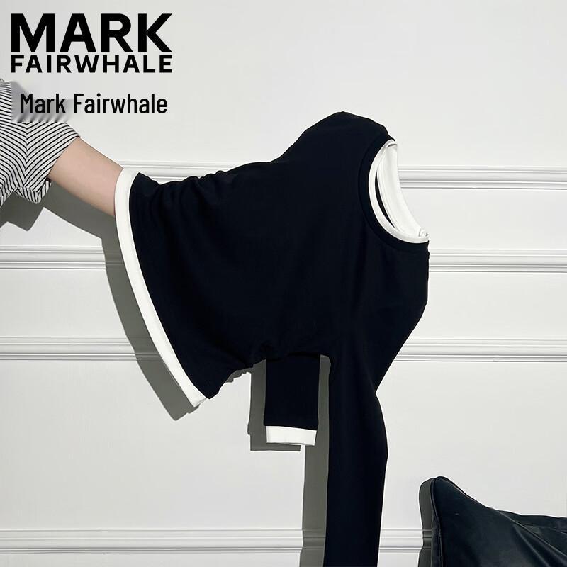 Mark Fairwhale Женская футболка с длинным рукавом, имитация двух предметов, цветовые блоки