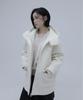 AWESOME STUDIO Hidden Zipper Hooded Single Half Coat Ivory
