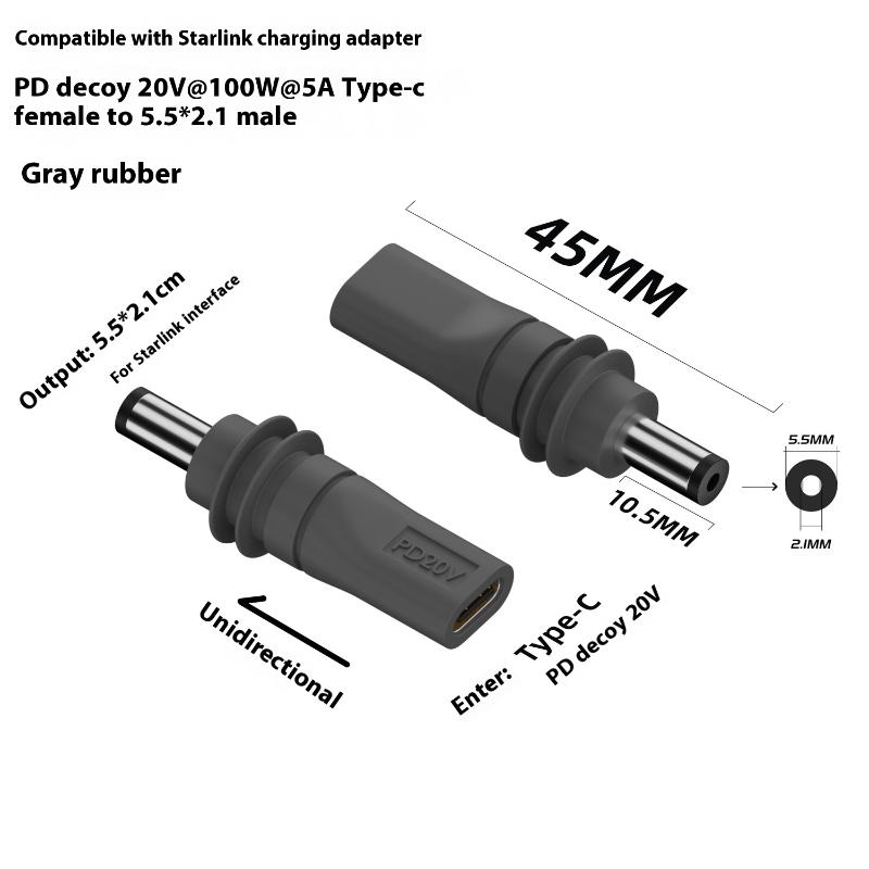 Starlink Mini Gen3 PD 100W USB C гнездо к разъему DC5521 штекер зарядка штекер питания типа C к DC/D к D адаптер питания
