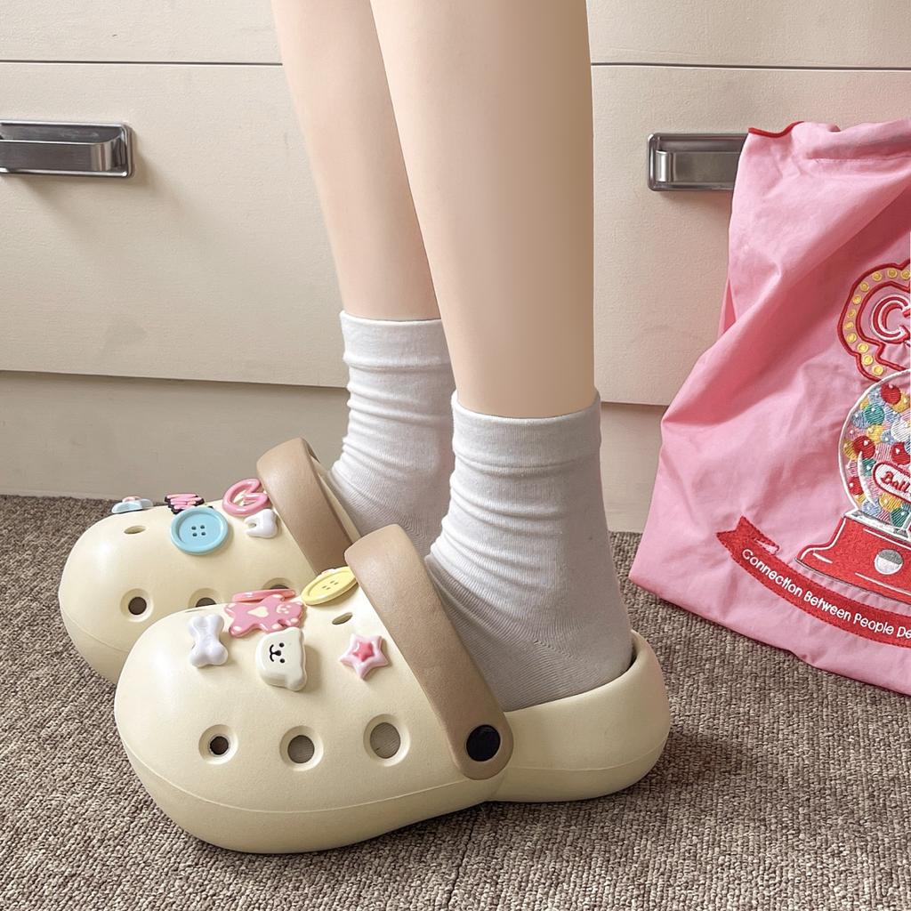 Модные новые сандалии тапочки милые мультяшные сабо женские мюли летние пляжные сандалии пещера отверстие женская садовая обувь для студентов девочек