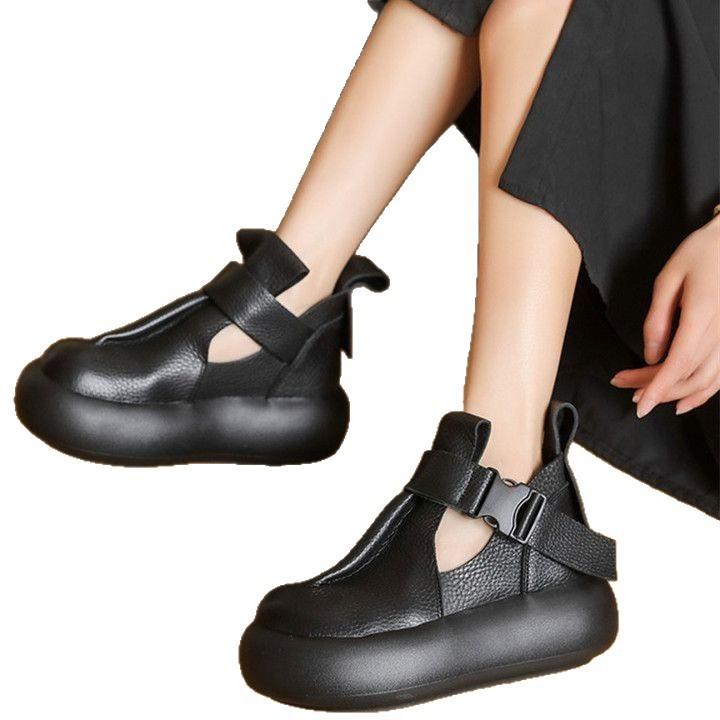 Ретро Баотоу Римские туфли Женские 2025 Новые Легкие Маффины Juejuezi Женские Туфли Платформа Высокий Верх Модные Сандалии