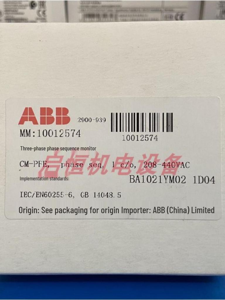 ABB Phase Sequence Monitor CM-PFE 1c/o, 208-440VAC, 1SVR550824R9100