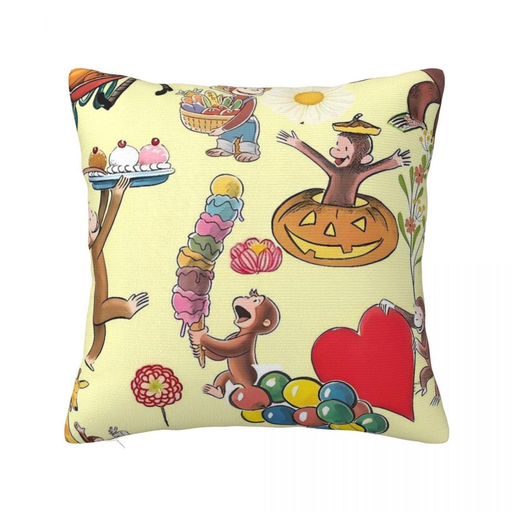 C-Curious George Pillow Cover Morden Pillow Case For Wedding Party Home Decor Cushion Cover Soft Graphic Pillowcases Gift