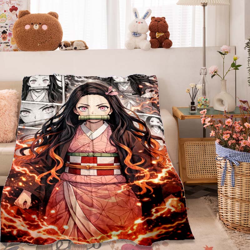The Anime-themed Kimetsu No Yaiba Blanket Is Perfect for Naps, Sofas, Living Rooms, Offices, Bedrooms, and Other Similar Spaces.