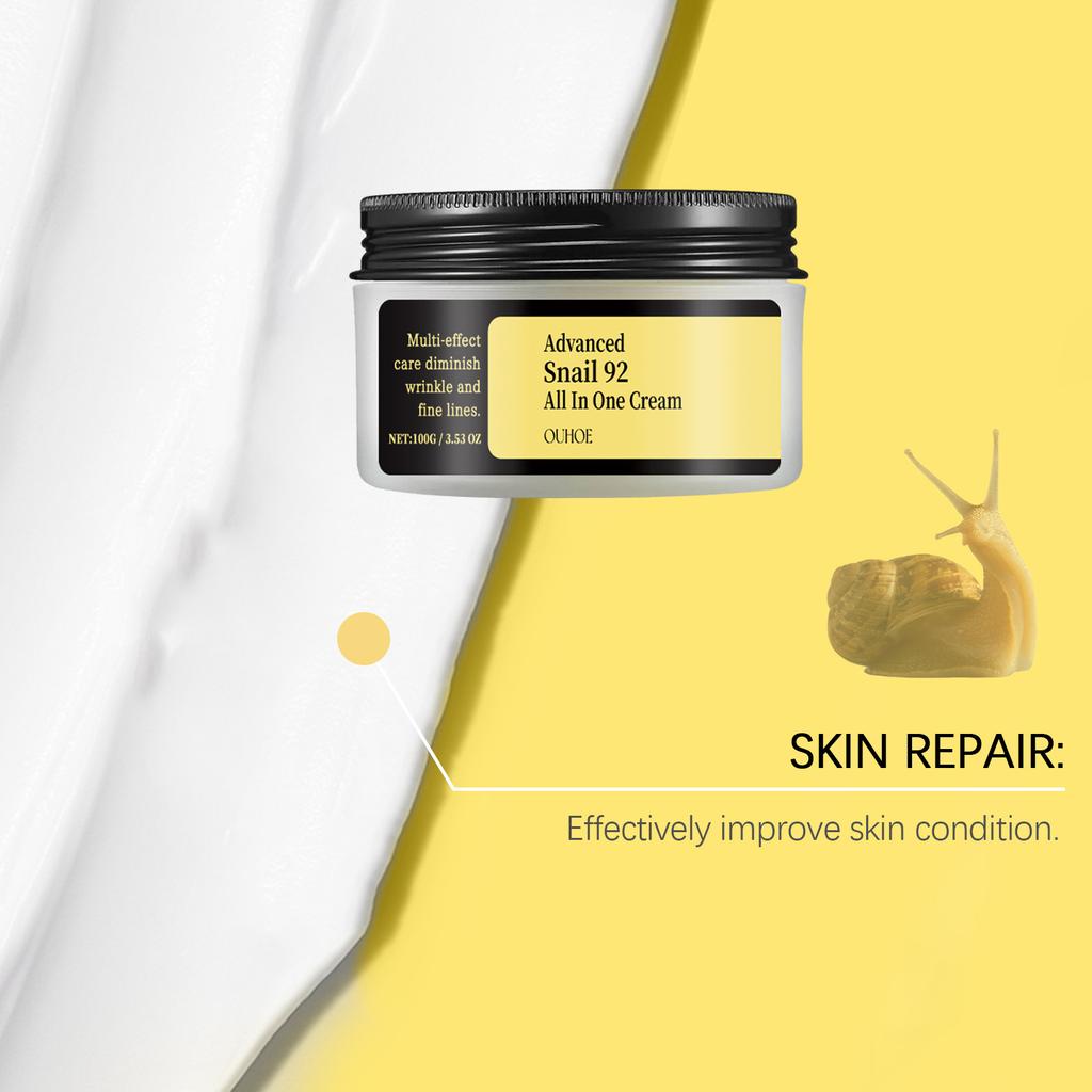 OUHOE Snail All In One Cream, Multi-Effect Facial Moisturizer, Deep Nourishing Anti-Wrinkle Face Cream, Strengthen Skin Barrier for All Skin Types