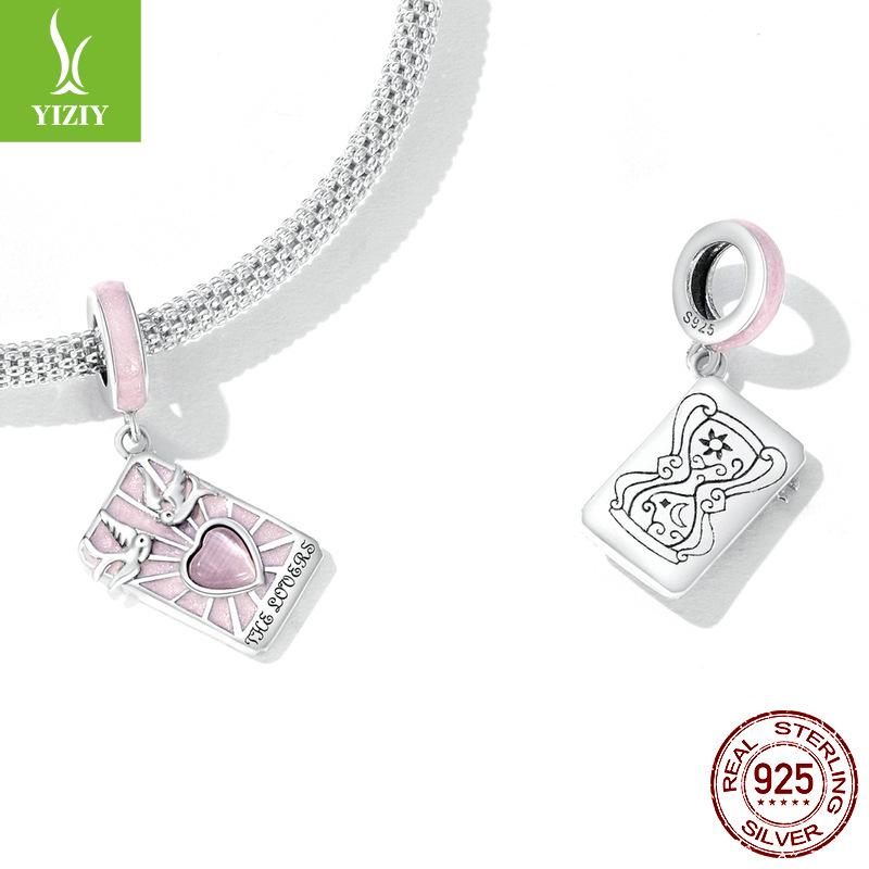 Розовый кулон Таро Влюбленные Эпоксидный Девичий Стиль Ручная Работа Сделай Сам Бусины Scc2263