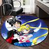 1 шт. Ковер Круглый с Дизайном Аниме Мультяшный Сейлор Мун, Коврик под Офисное Кресло, Нескользящий Ковер для Декора Дома, Гостиной, Спальни, Игровой Комнаты