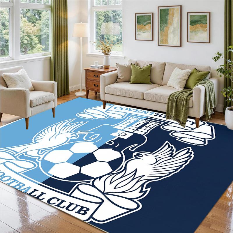 Coventry City Football Design Crystal Velvet Rug Soft Decorative Mat for Bedroom Entrance