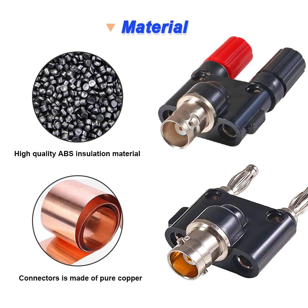 Xiatiaosann BNC Dual Banana BNC Male to 4mm Dual Banana BNC Female to 4mm Dual Banana Socket Binding Post RF Coaxial Splitter Connector Adapter,