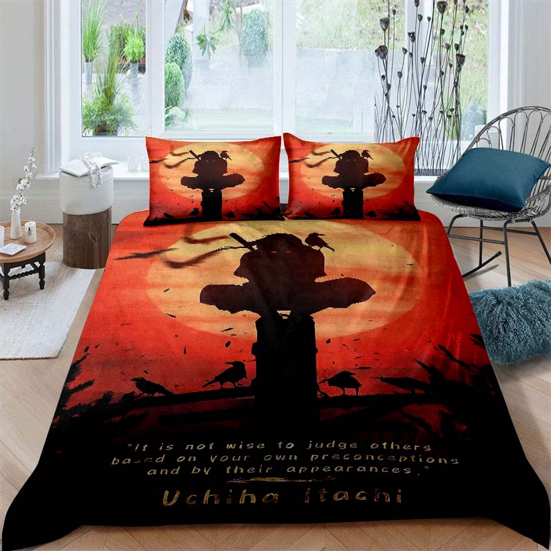 NARUTO Shonen Manga Print Bedding Set – Duvet Cover Set – Luxury Gift for Teens, Fits Double/Single Beds