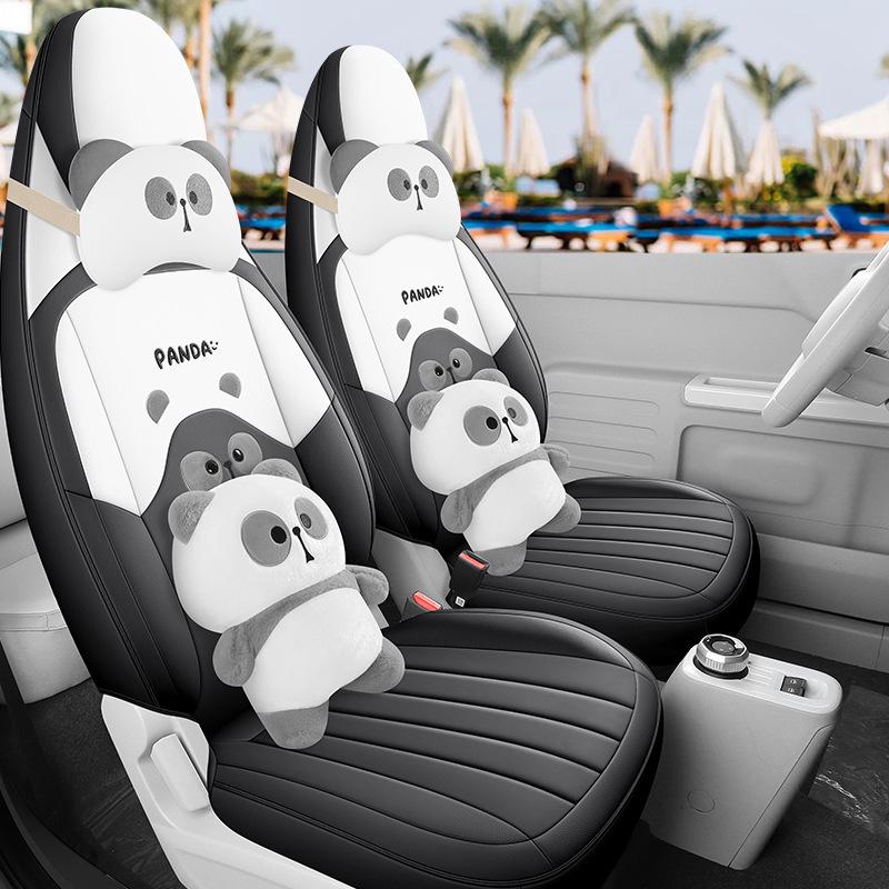 Cute 2023 Panda Mini Seat Cover for Women - All-Season, Full Coverage Car Cushion