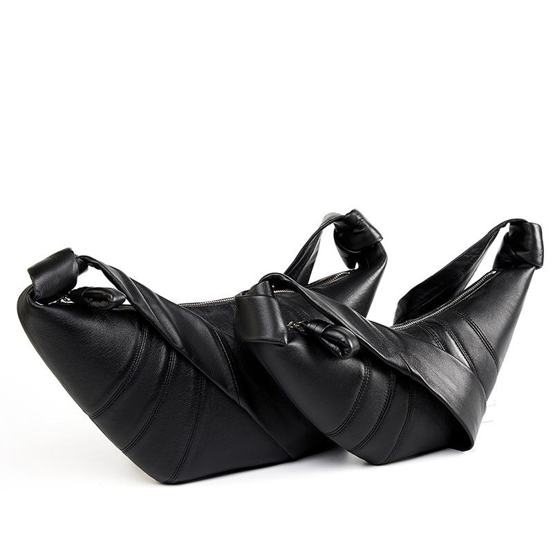 2026 Popular French Niche Style Top Layer Lambskin Croissant Bag For Women Lazy Soft Leather Dumpling Crossbody Shoulder Daily Bag