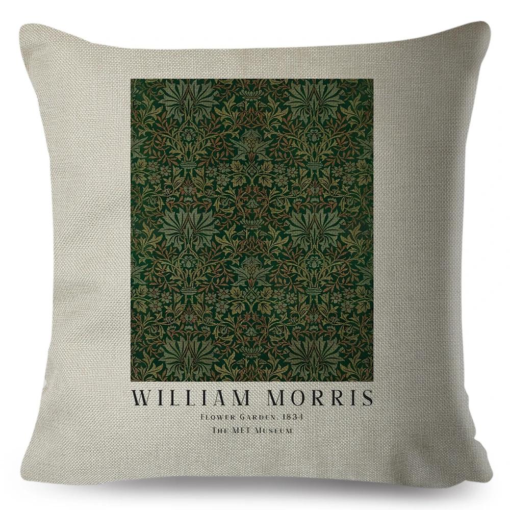 Nordic Style Cushion Cover William Morris Flower Pillowcase Linen Both Sided Decor Violets Botanical Throw Pillow Case for Sofa