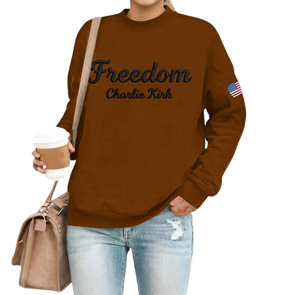 Women's Casual Fashion Round Neck Long Sleeve  Printed Sweatshirt