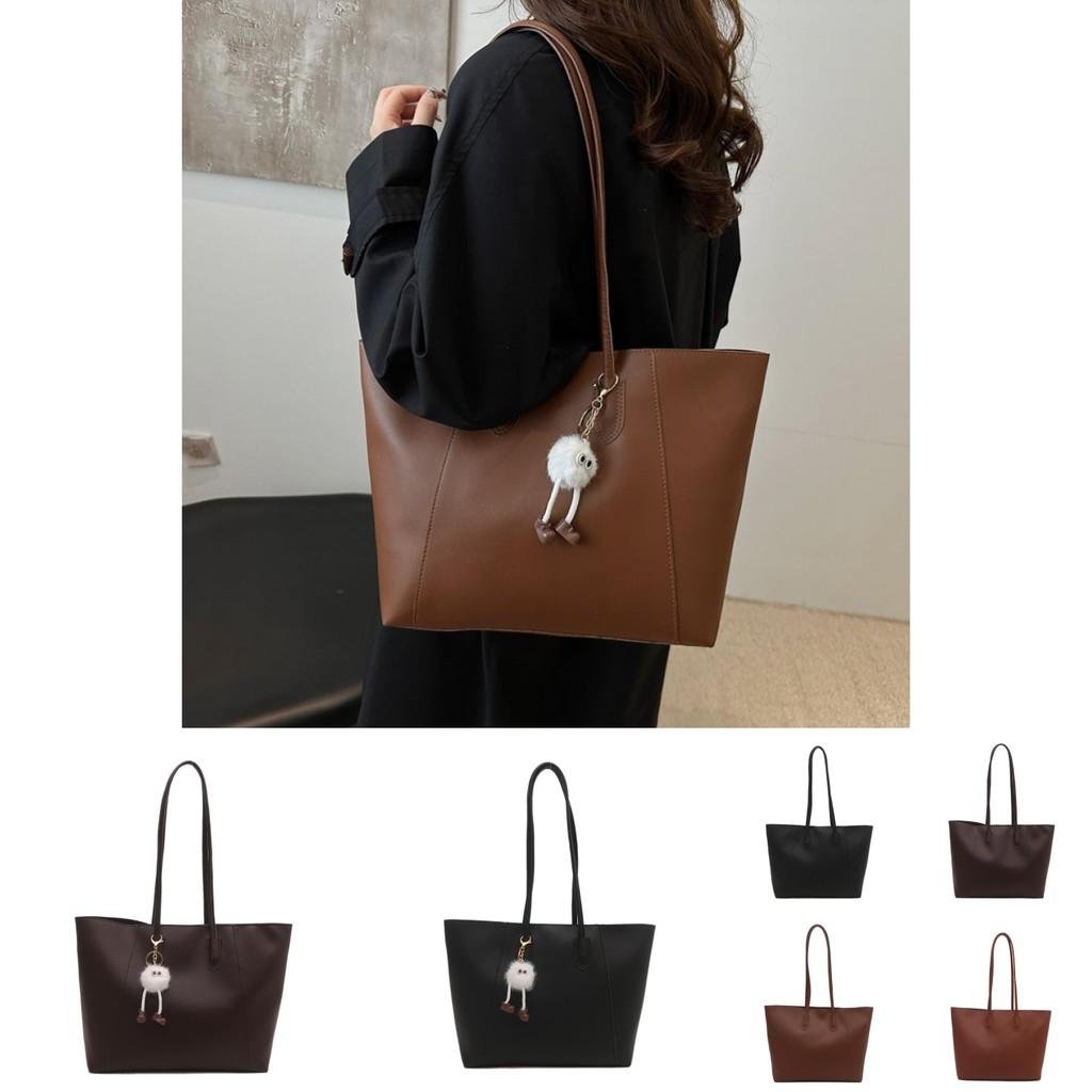 Stylish And Trendy Large Pu Tote Bag For Women In Black Coffee Yellow Brown And Red Colors