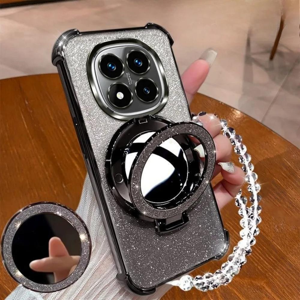 Phone Case For Infinix Note 30 40 50 Pro Smart 9 8 5 Hot 50S 50i 30i Bracket Mirror With Crystal Chain Shock-Absorbing Ahell