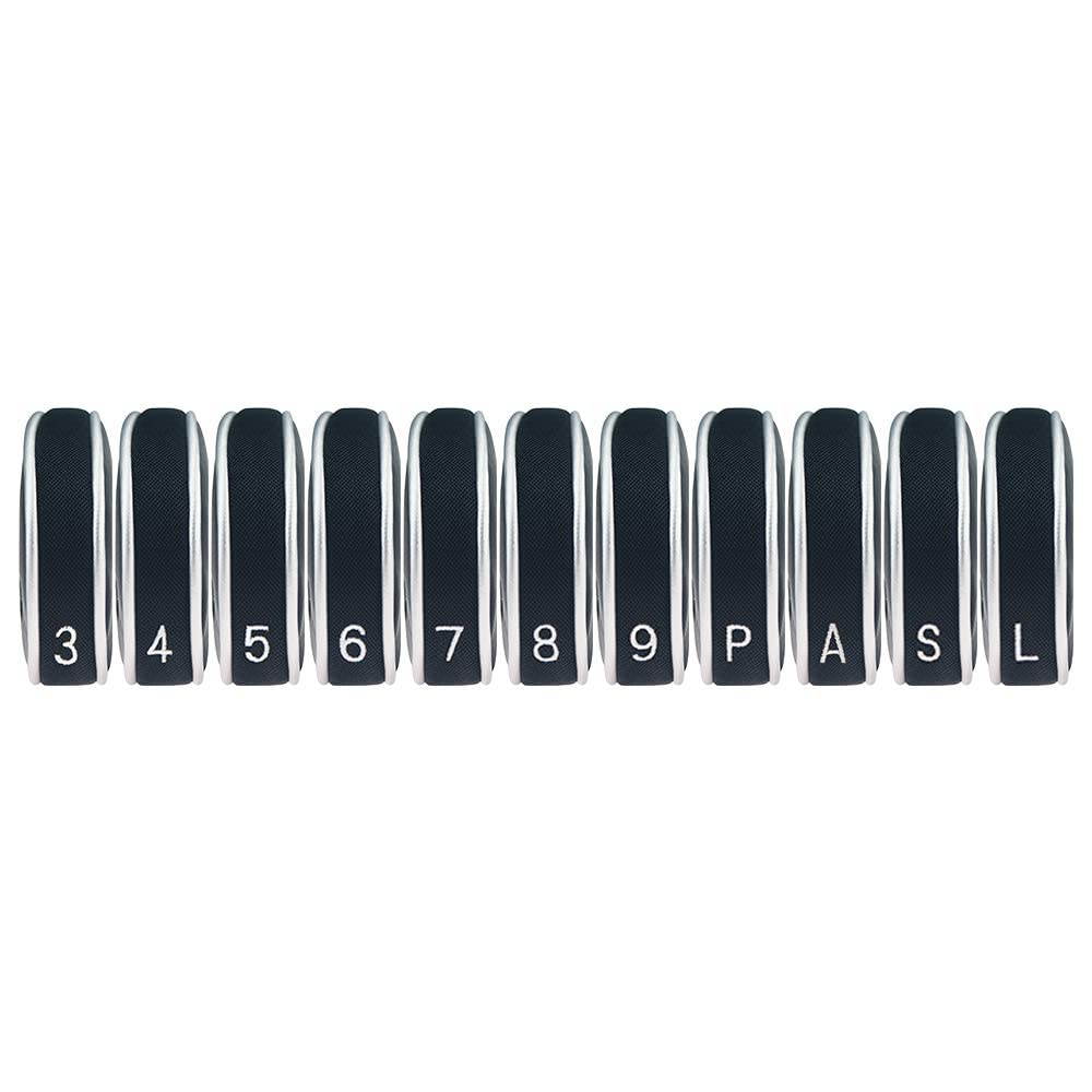 CRAFTSMAN Golf Iron embroidered Long neck Headcovers, 12-pack (3-9, P, A, S, L, L), Double-sided number, Clip-on closure, type.