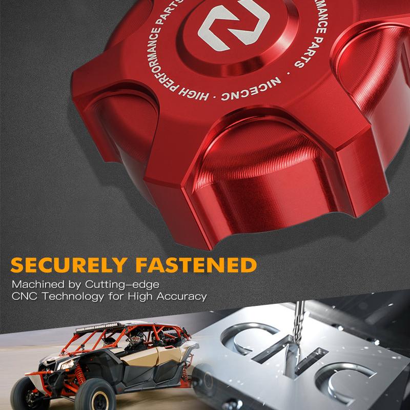 NiceCNC UTV For Can-Am Maverick X3 Max R 4x4 XDS XMR XRC XRS Turbo DPS Gas Fuel Cap Plug Guard Aluminum Accessories Black Red