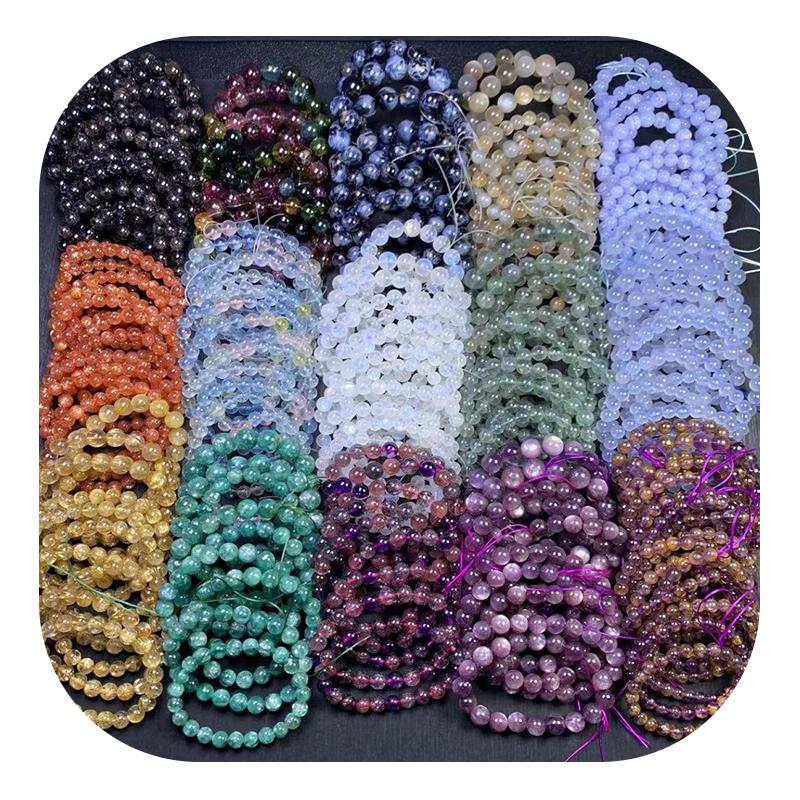 Classic Mixed Natural Crystal Beads Assorted Gemstone Loose Bead Strand Handmade Chain Link Bracelet Necklace Jewelry