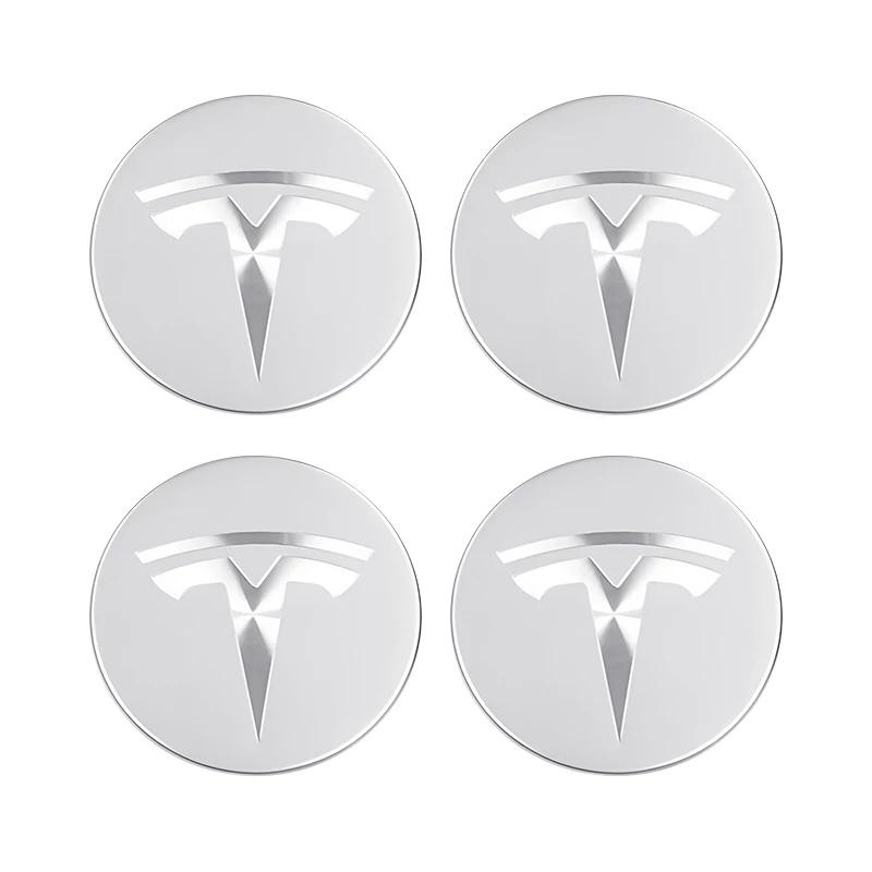 Автомобильная наклейка Tesla 4 штуки 56 мм Центральные колпачки ступицы колеса для Tesla Model 3 Model Y Накладка значка Колпачки ступицы для Tesla Model Y X S 2023 Автомобиль