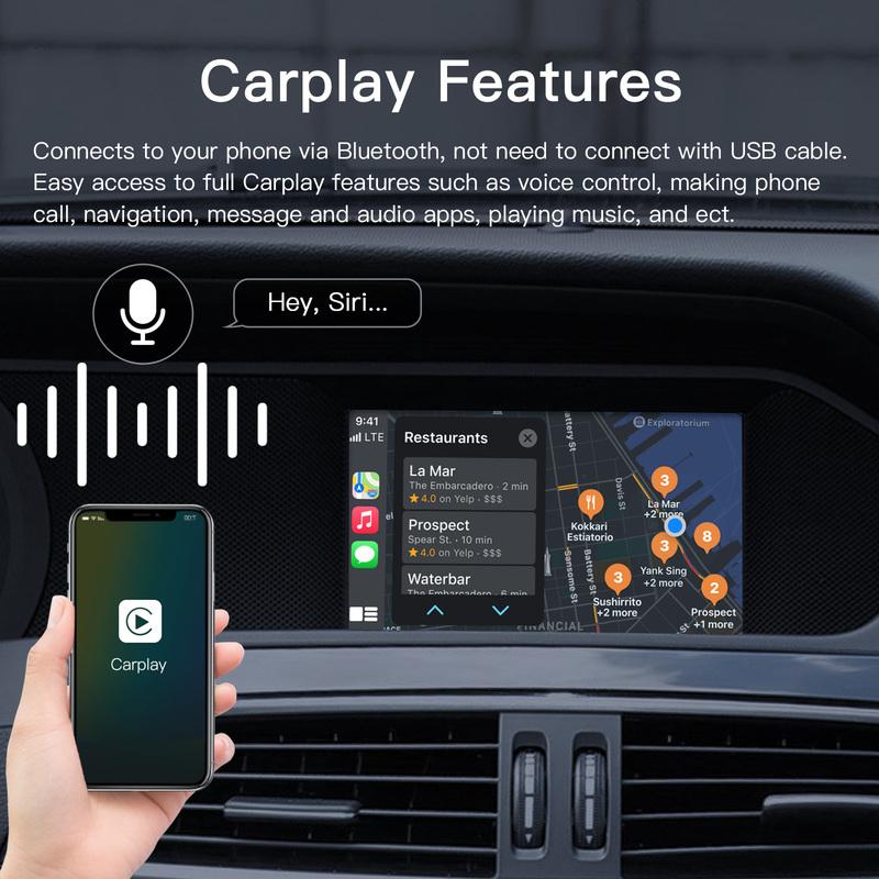 CARABC Беспроводной CarPlay Подходит для Mercedes Benz A B C E CLA GLA GLK ML Sprinter NTG4.5 Becker Модуль Android Auto Навигация