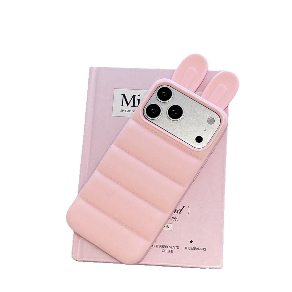 Силиконовый чехол с ушками кролика для iPhone 17 Pro Max и Apple 16 Pro - Ударопрочный чехол