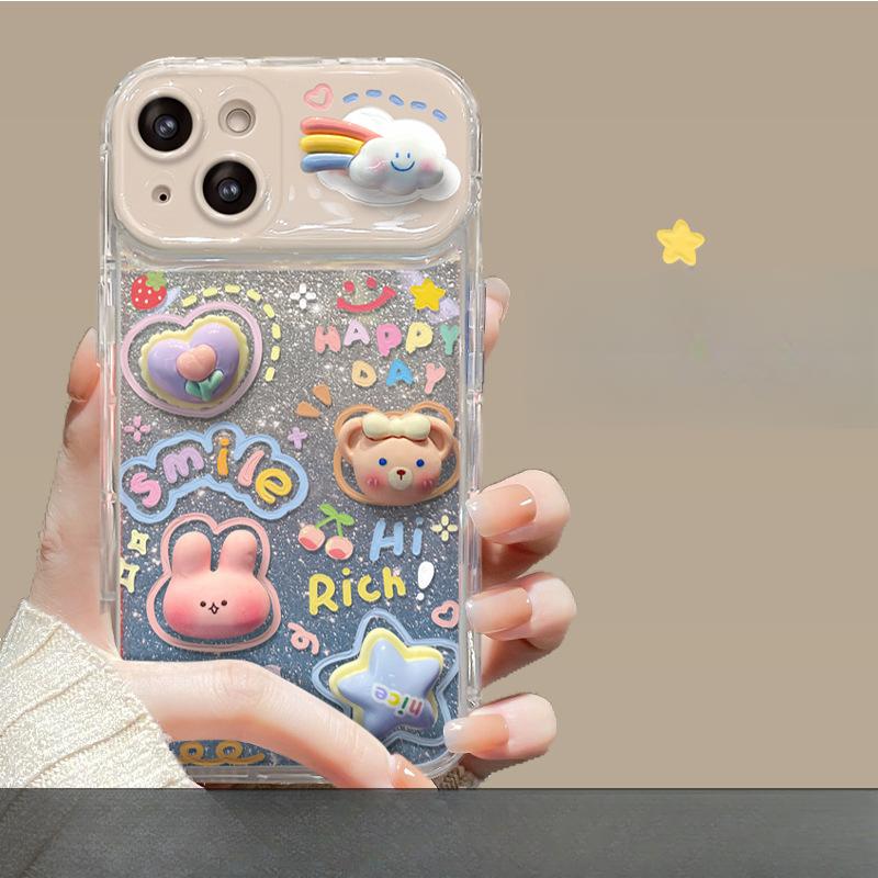 Cloud Doll Chain Suitable for Apple 15pro Mobile Phone Case 11/12mini Three-dimensional IPhone 13 Flip Mirror
