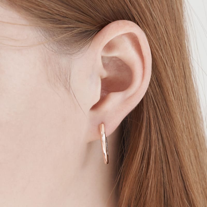 CRANNE 14K GF Basic Line Cubic One-Touch Ring Earrings C24EGF195