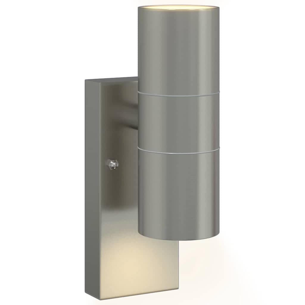 Outdoor Wall Lamp Silver 7 x 10 x 22 cm Stainless Steel and Glass