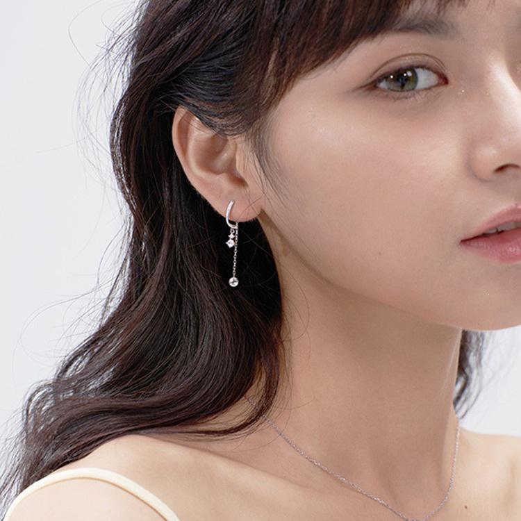 Elegant 925 Sterling Silver Water Drop Tassel Earrings - Fashionable Korean-Inspired Studs for Women