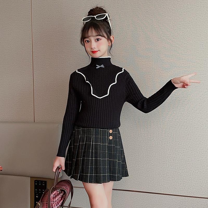 Girls' Knitted Base Sweater Winter Top Sweater Warm Children's Winter Clothes