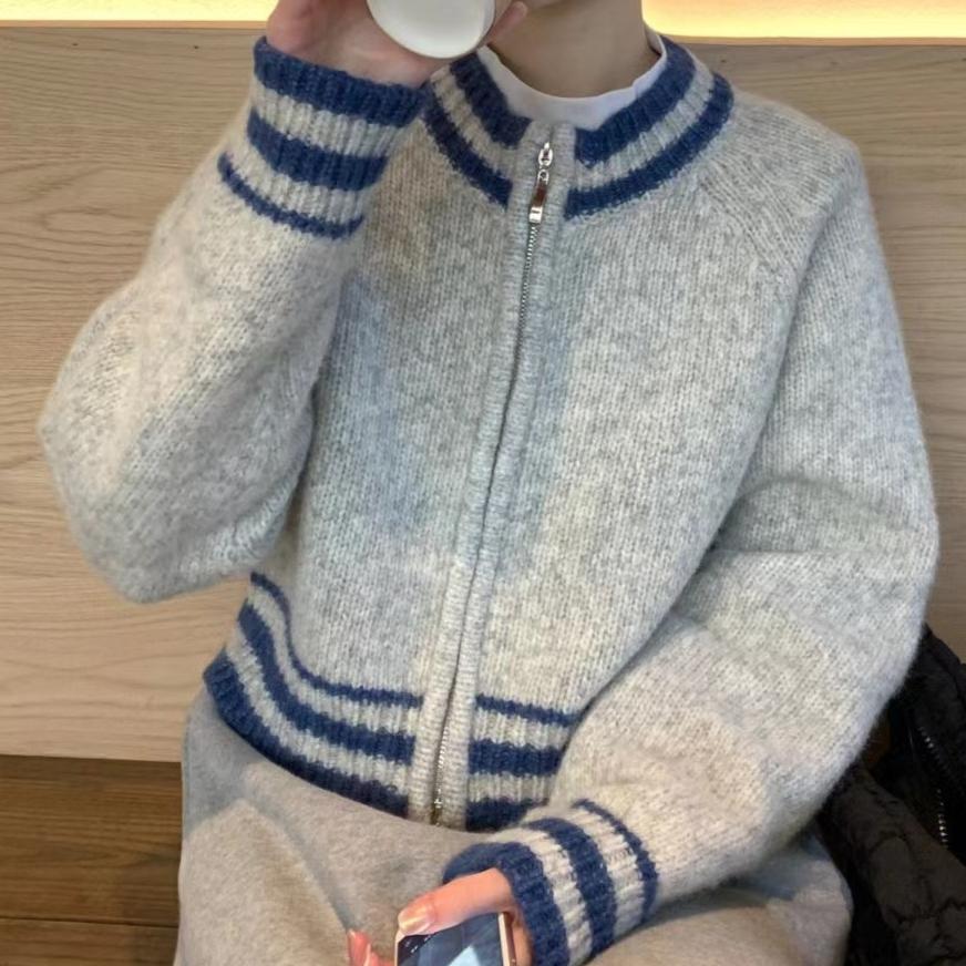 IHUASU Ретро кардиган куртка женская осенне-зимняя универсальная шерстяная трикотажная нижняя рубашка внешний джемпер