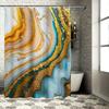 Vibrant Modern Bath Shower Curtain Geode Marble Print In Blue And Gold For Bathroom Decor