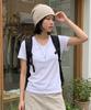 Basic House Women'S V-Neck Stretch Slim Fit Short Sleeve T-Shirt White Lats0204 (A Type)