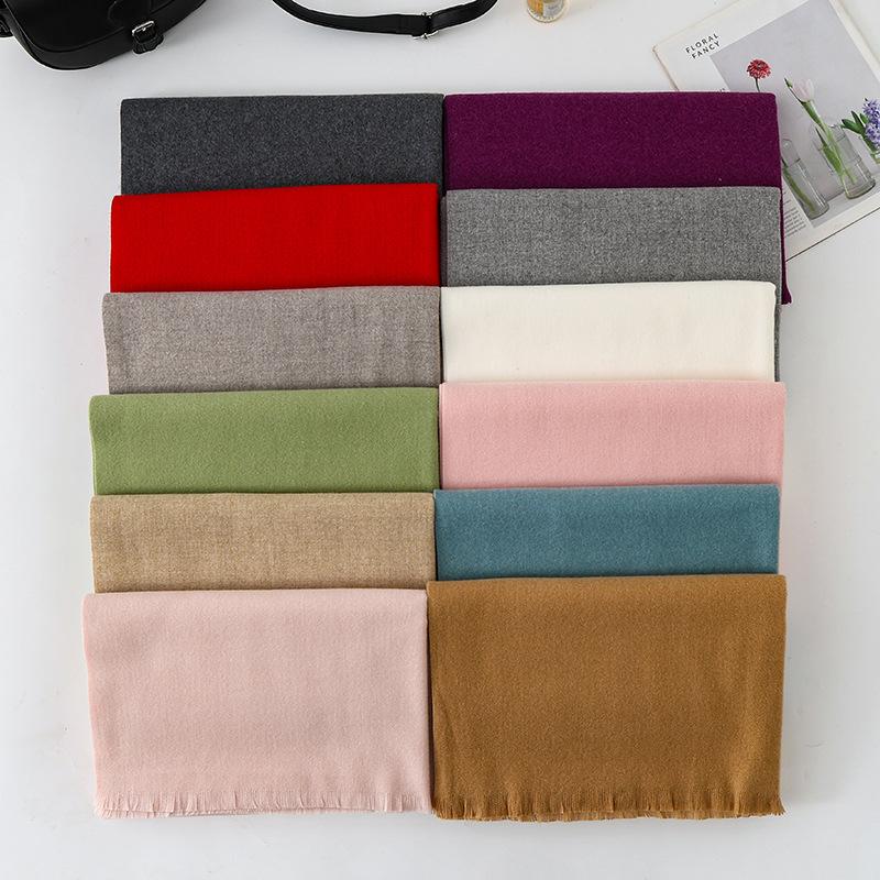 Short Beard Scarf for Women Winter High End Wool Cashmere Scarf Versatile Men's Shawl Solid Color Red Scarf