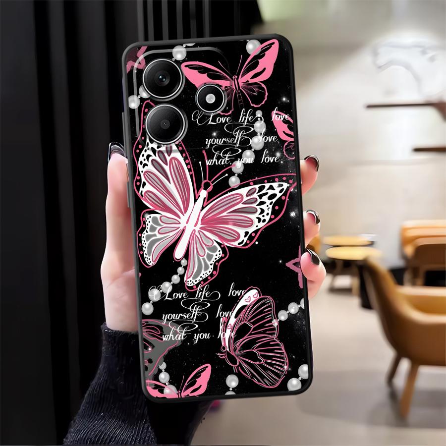 Простой чехол-бампер с бабочкой для Xiaomi Redmi Note 14 13 Pro Plus 14C 10 12C 13C 12 11 9 8 7 A1 K80 A4 A5 A3 A1 K40 A2
