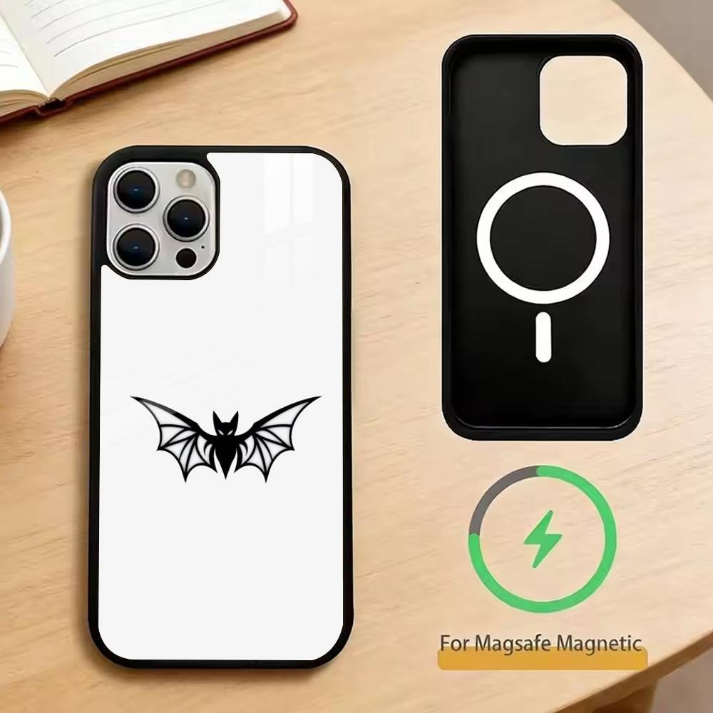 Летучая мышь Паук Узор Матовая текстура Чехол для телефона Для iPhone17,16,15,14,13,12,11 Plus,Pro Магнитный с Magsafe Беспроводная зарядка