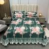 European Printed Queen Summer Cooling Bedspread Double Bed Sheet Quilted Bed Cover Lace Ruffles with 2 Pillowcases Washable
