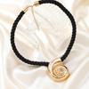 European & American Style Conch Pendant Necklace for Women - Black Rope with Bold Alloy Design