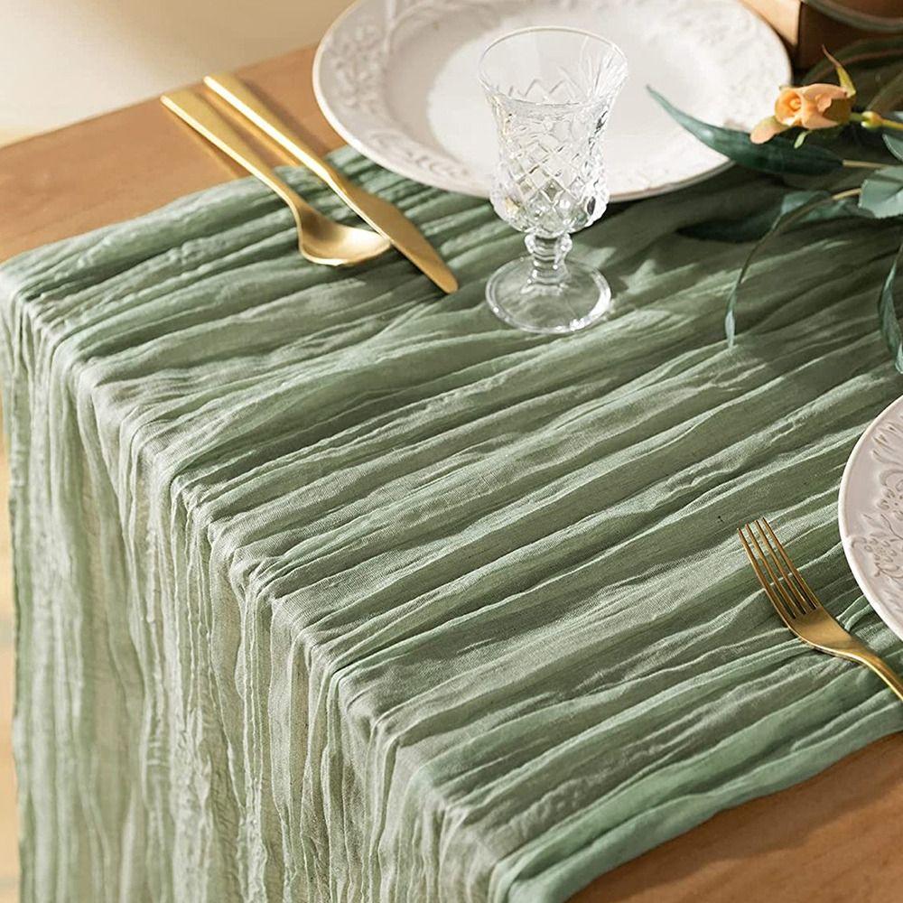 90x180/300cm Gauze Tablecloth Vintage Wedding Decoration Long Cheesecloth Table Setting Birthday