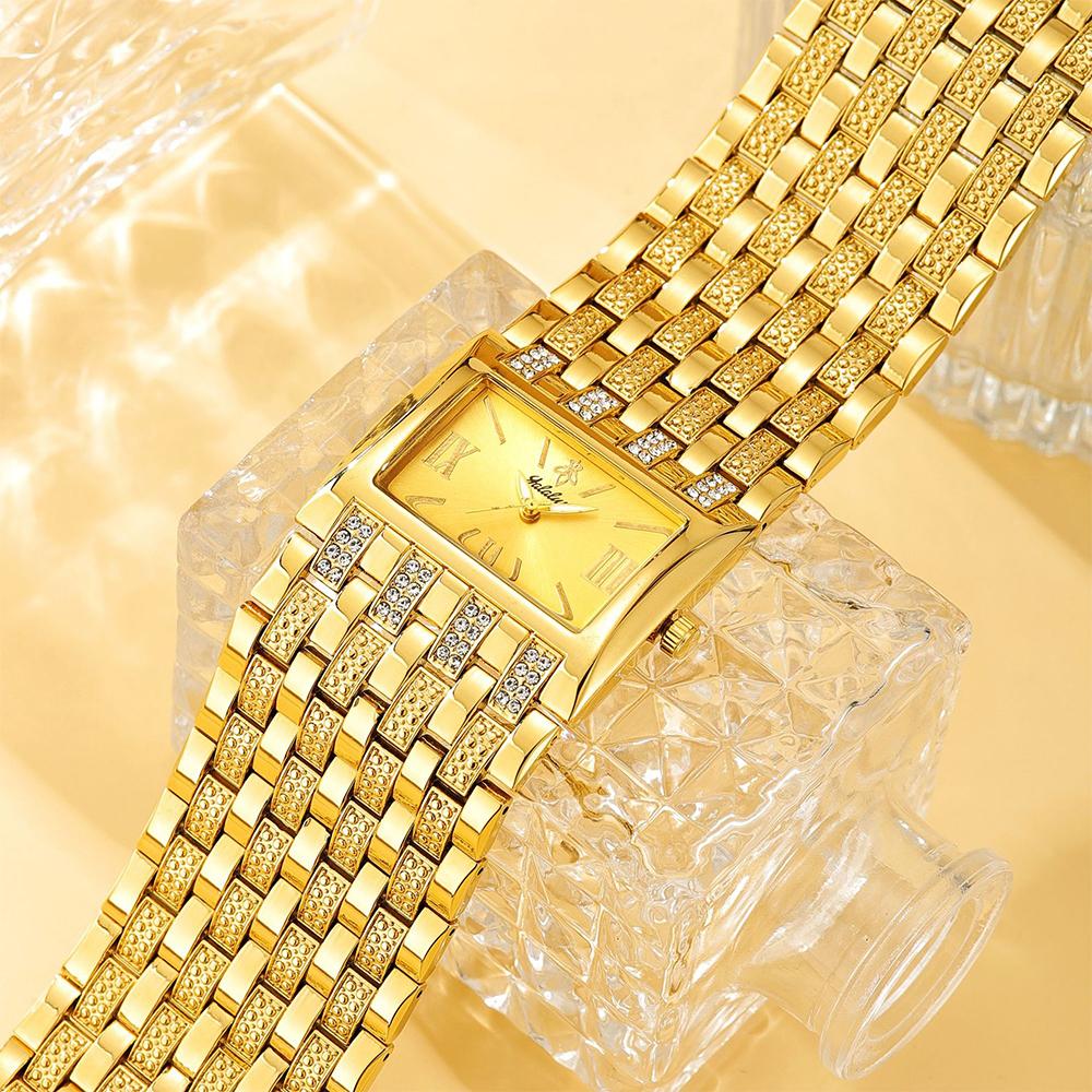 Yalalusi Square-Dial Women's Watch Luxury Diamond-Set Bracelet Quartz Wristwatch Versatile Women's Watch Stylish Gift for Women